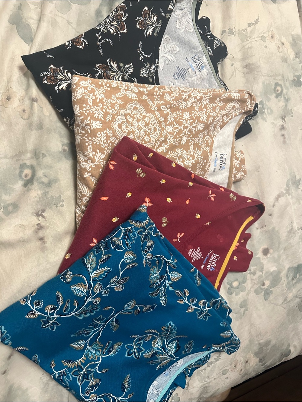 Mixed Floral & Paisley Tank Tops - Blue, Burgundy, Tan, Black.  Croft and Barrow